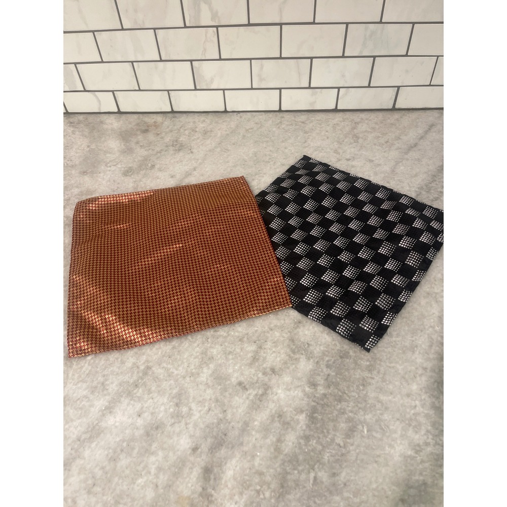 Vintage Hankerchief Pocket Square Mens 2 Silk Hand Made Check Houndstooth